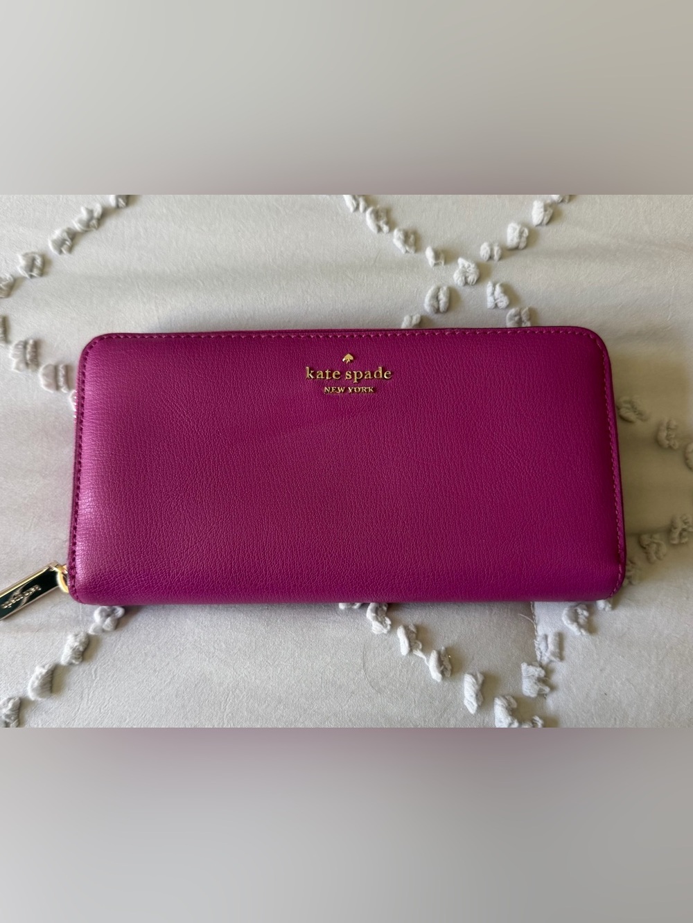Kate Spade New York Zip-Around Continental Leather Wallet Fuchsia Pink